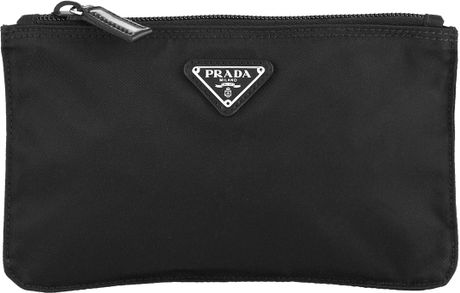 Prada Tessuto Flat Small Cosmetic Bag in Black | Lyst