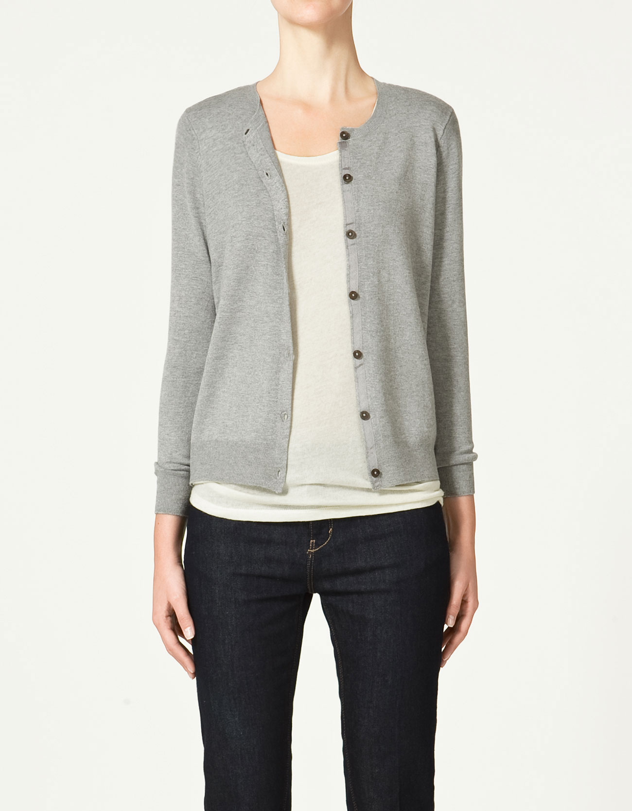 Zara Round-neck Cardigan in Gray (grey) | Lyst