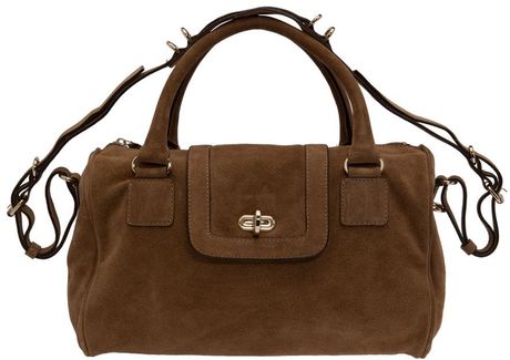 Tila March Manon Boston Suede Bag in Brown | Lyst