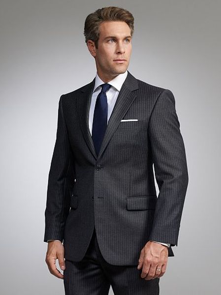 John Lewis Men Super 100s Wool Flannel Stripe Suit Jacket Grey in Gray ...