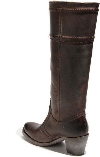 Frye Jane Tall Leather Boots in Black (rough dark brown) | Lyst