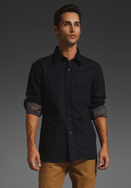 Naked & Famous Work Shirt in Black for Men (blanket lined denim) | Lyst