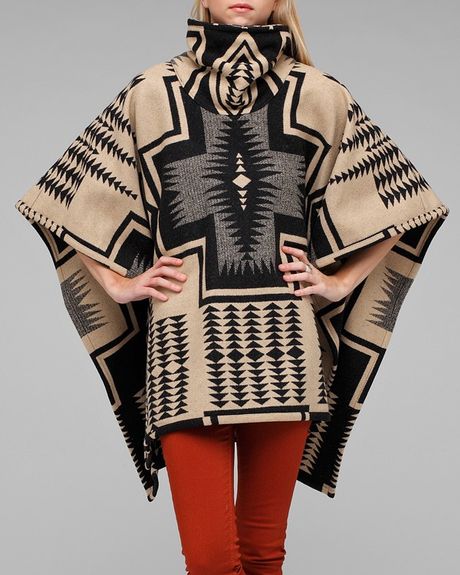 Pendleton, The Portland Collection Cape in Black/tan Harding in Beige ...