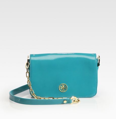 Tory Burch Robinson Mini Patent Leather Shoulder Bag in Blue (turquoise ...