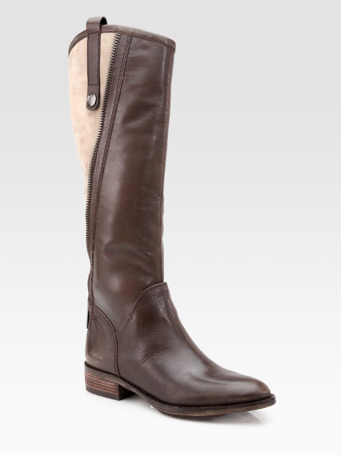 Lyst Sam Edelman Patrice Leather and Suede Kneehigh Boots in Brown