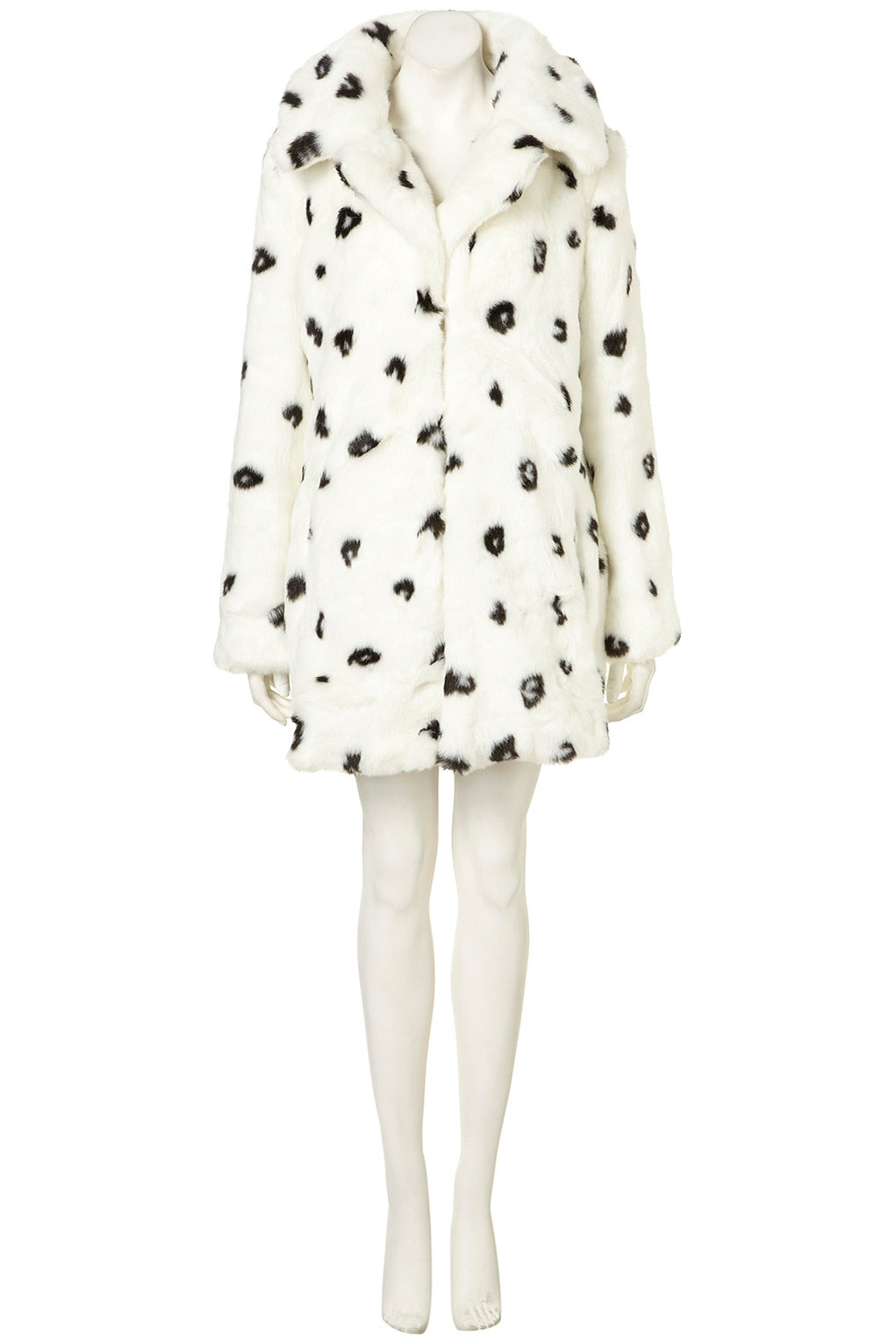 Topshop Dalmatian Oversized Faux Fur Coat in Black | Lyst