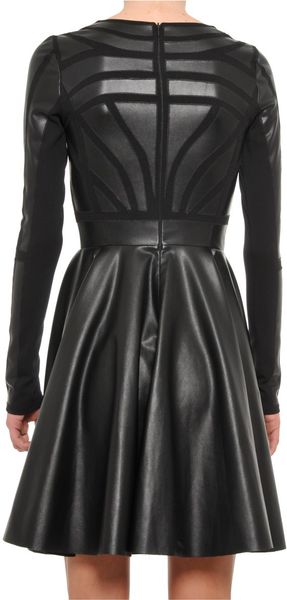 Amen Long Sleeved Jersey Dress with Leather Patch and Circle Skirt in ...