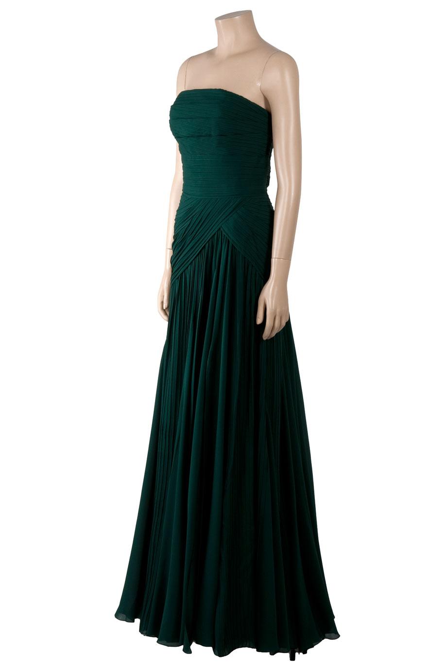 Eastland Strapless Pleated Gown in Green | Lyst