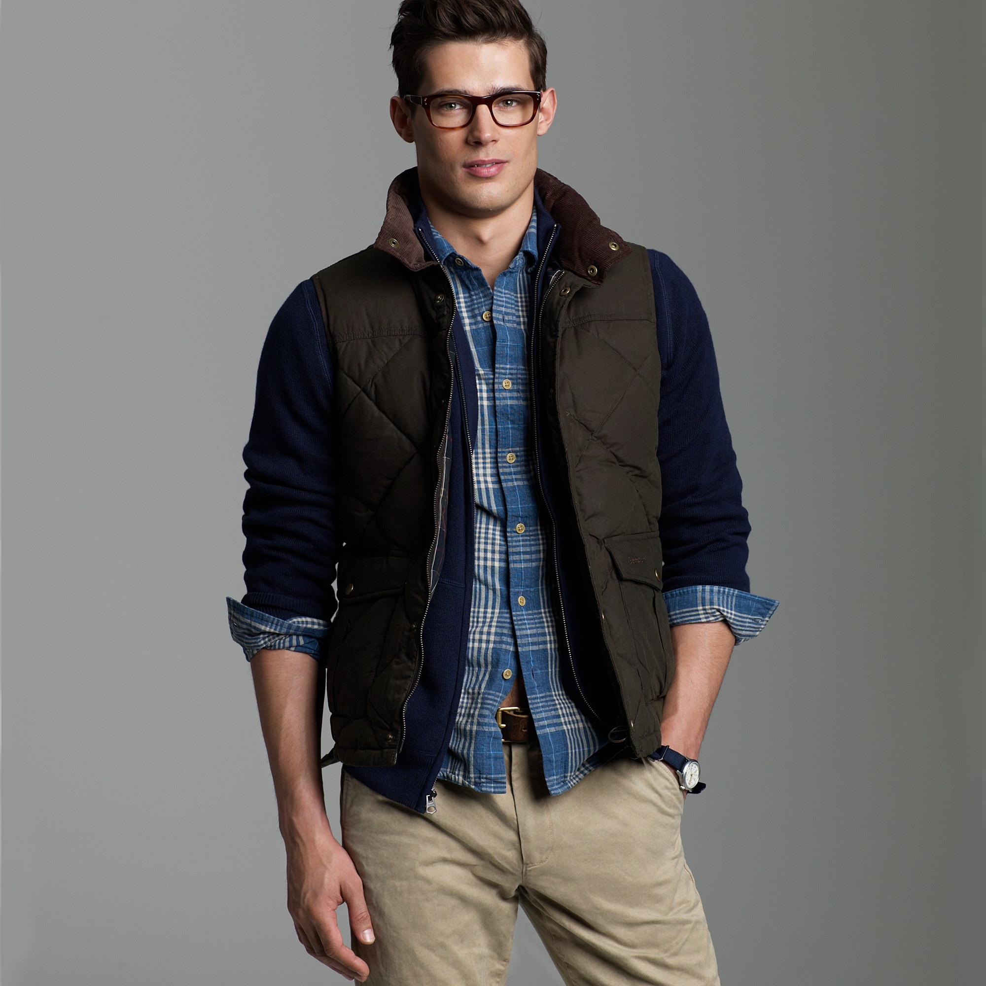 J.crew Barbour® Down Waxed Quilted Gilet in Green for Men | Lyst