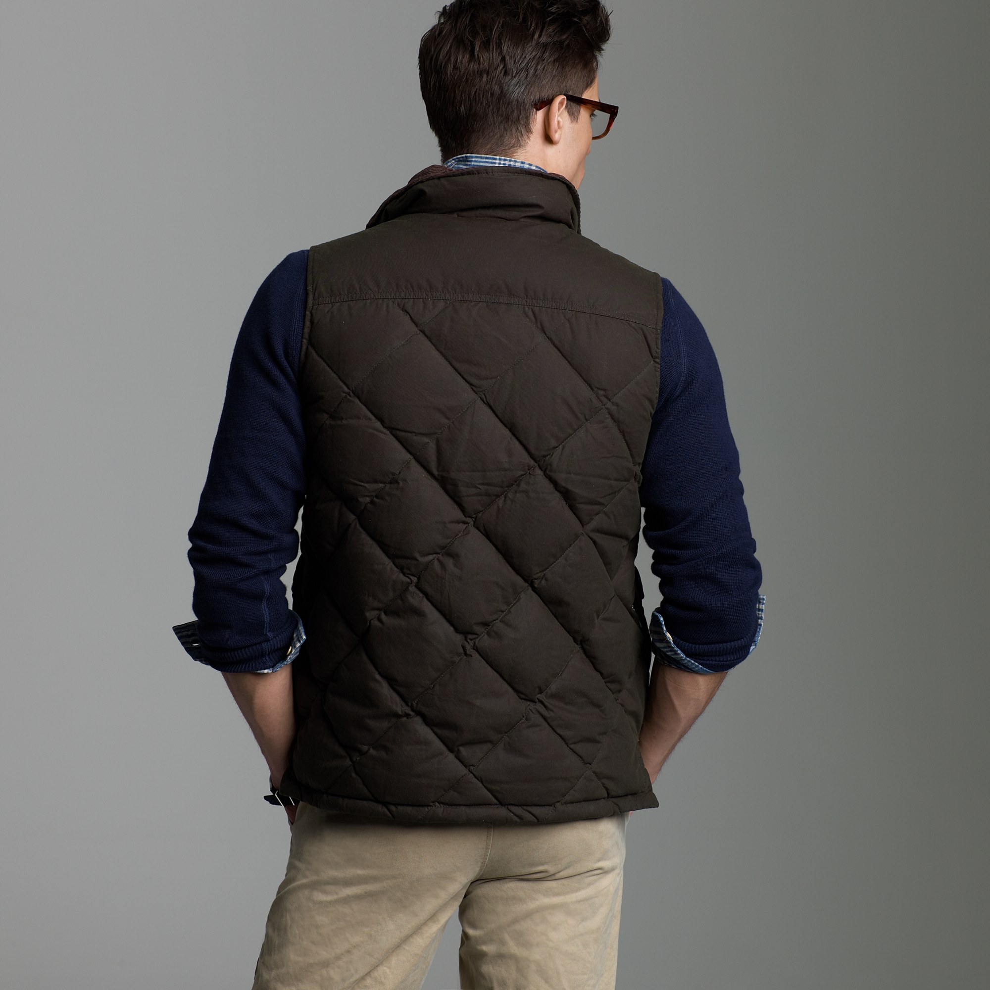 J.crew Barbour® Down Waxed Quilted Gilet in Green for Men | Lyst