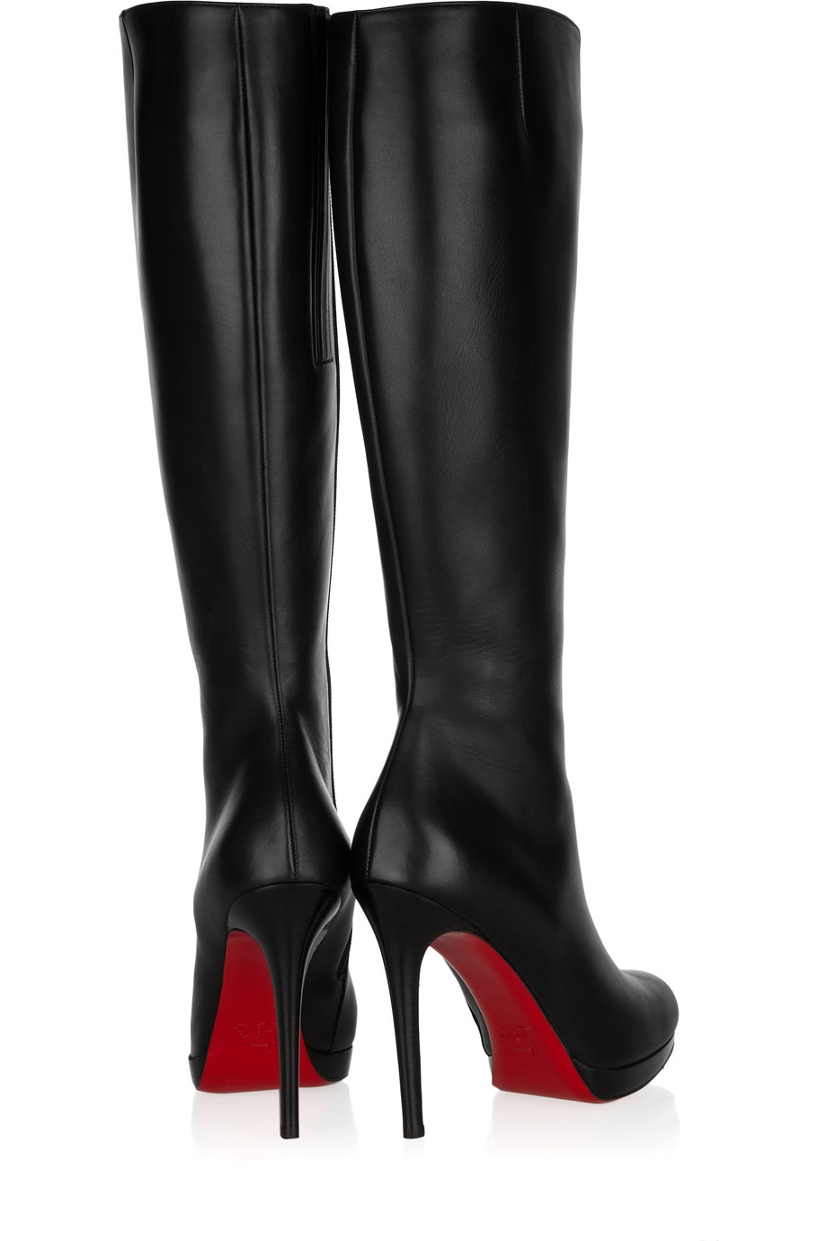 Christian louboutin New Simple Botta 120 Leather Knee Boots in Black | Lyst