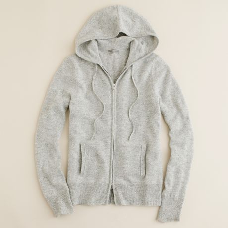 J.crew Collection Cashmere Zip-Front Hoodie in Gray (hthr grey) | Lyst