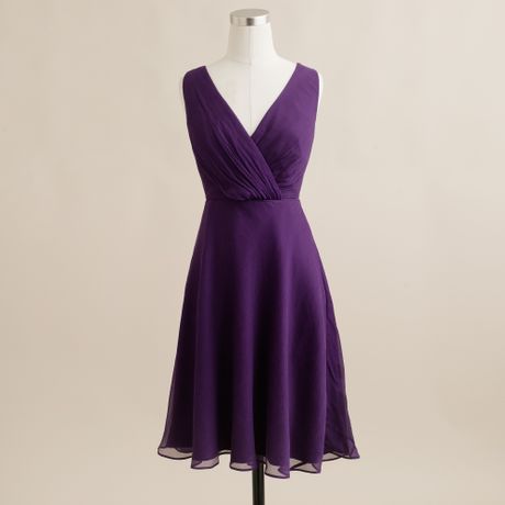 J.crew Evie Dress in Silk Chiffon in Purple (dark eggplant) | Lyst