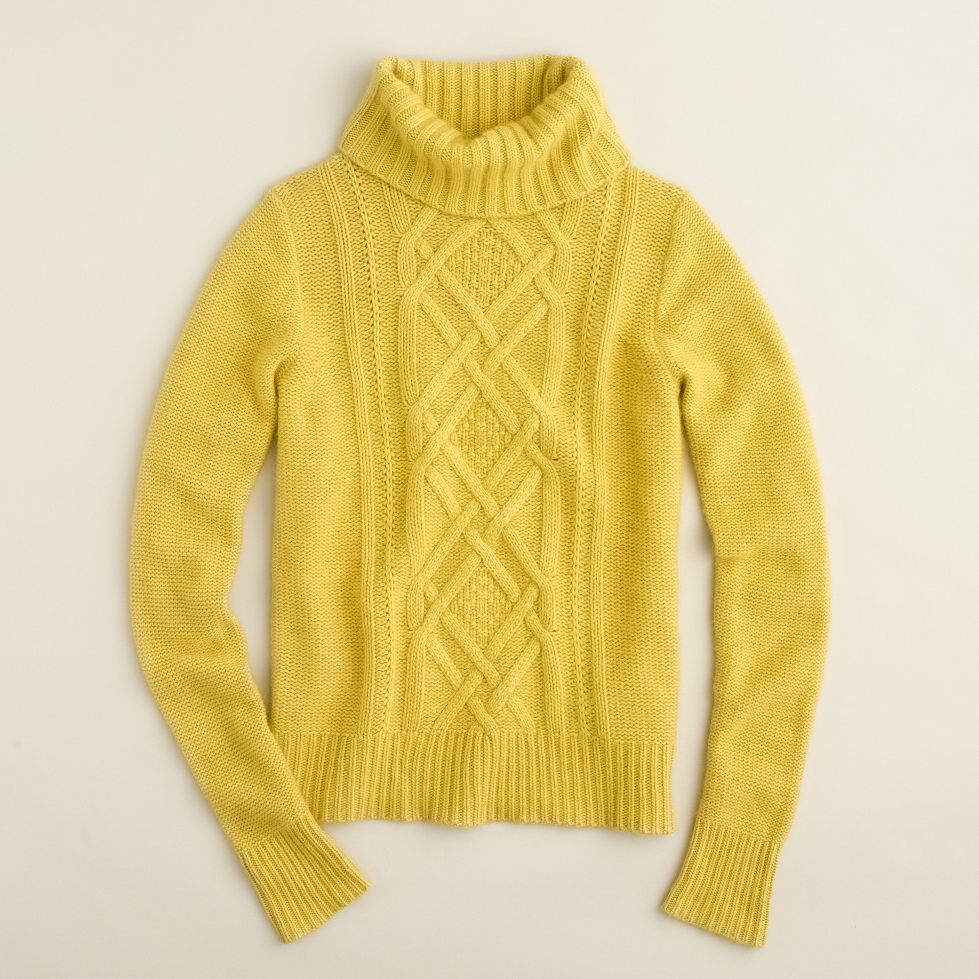 J.crew Cambridge Cable Turtleneck Sweater in Yellow | Lyst