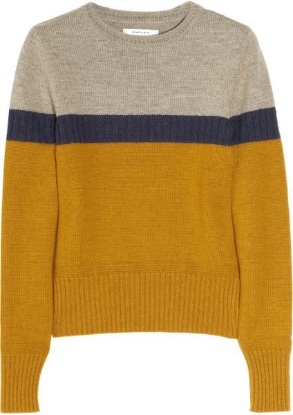 Carven Color-block Merino Wool-blend Sweater in Gray | Lyst