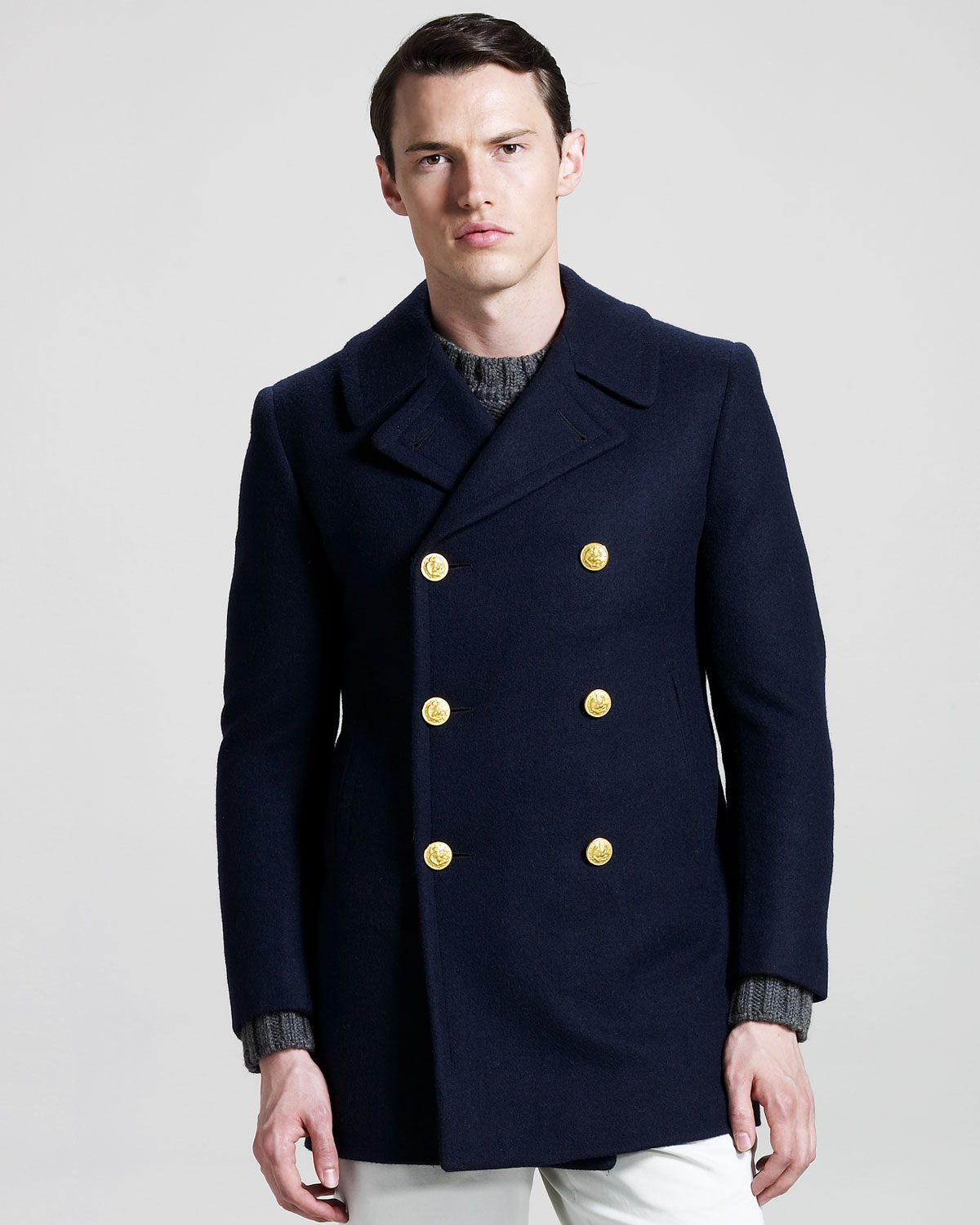Lyst - Band Of Outsiders Wool Pea Coat in Blue for Men