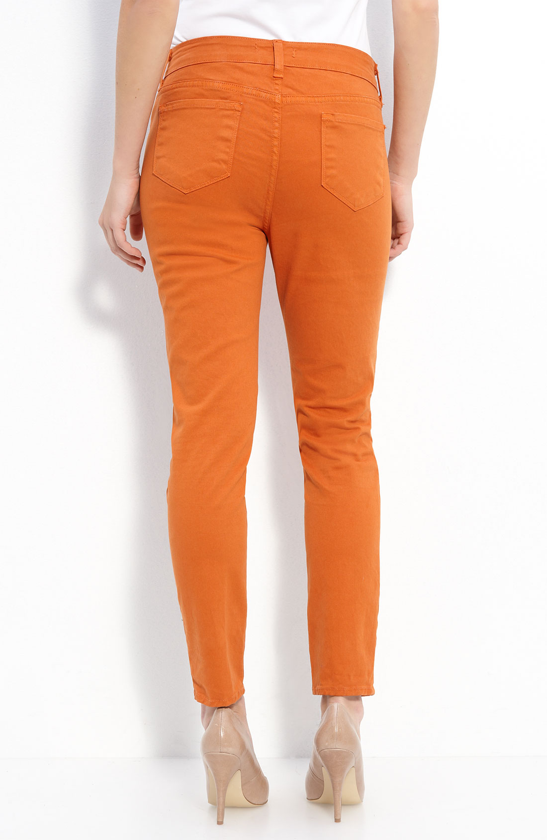 Blue Essence Straight Leg Stretch Twill Jeans (petites) in Orange ...