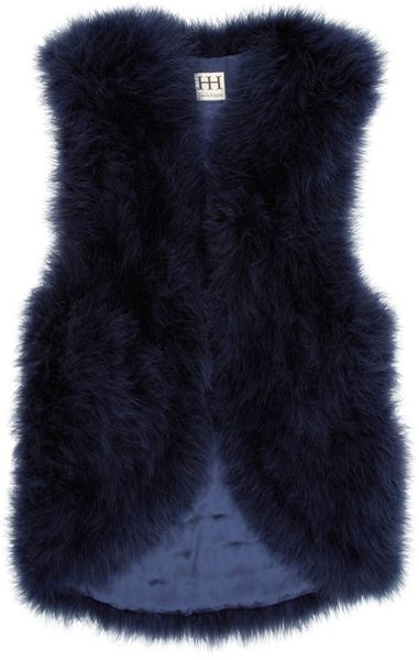 Haute Hippie Marabou Feather Vest in Blue (midnight) | Lyst