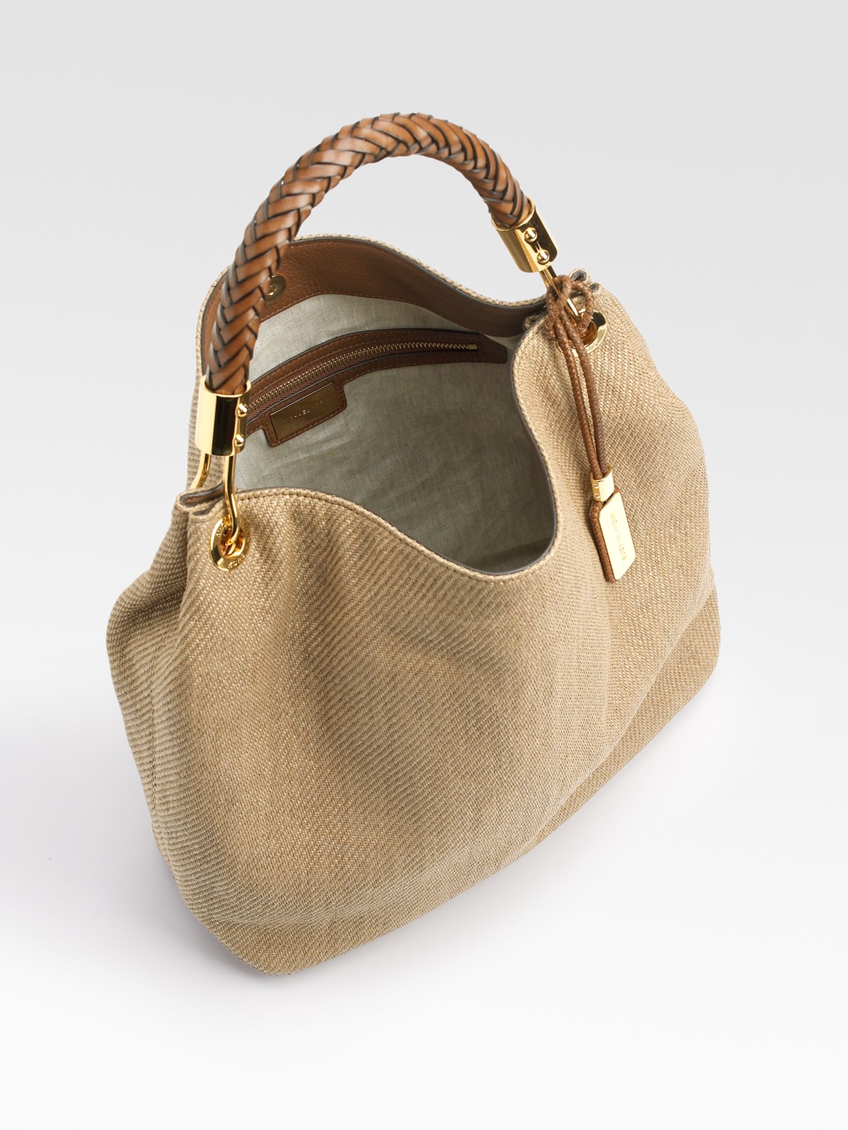 Lyst Michael Kors Large Canvas Shoulder Bag In Natural Gallery