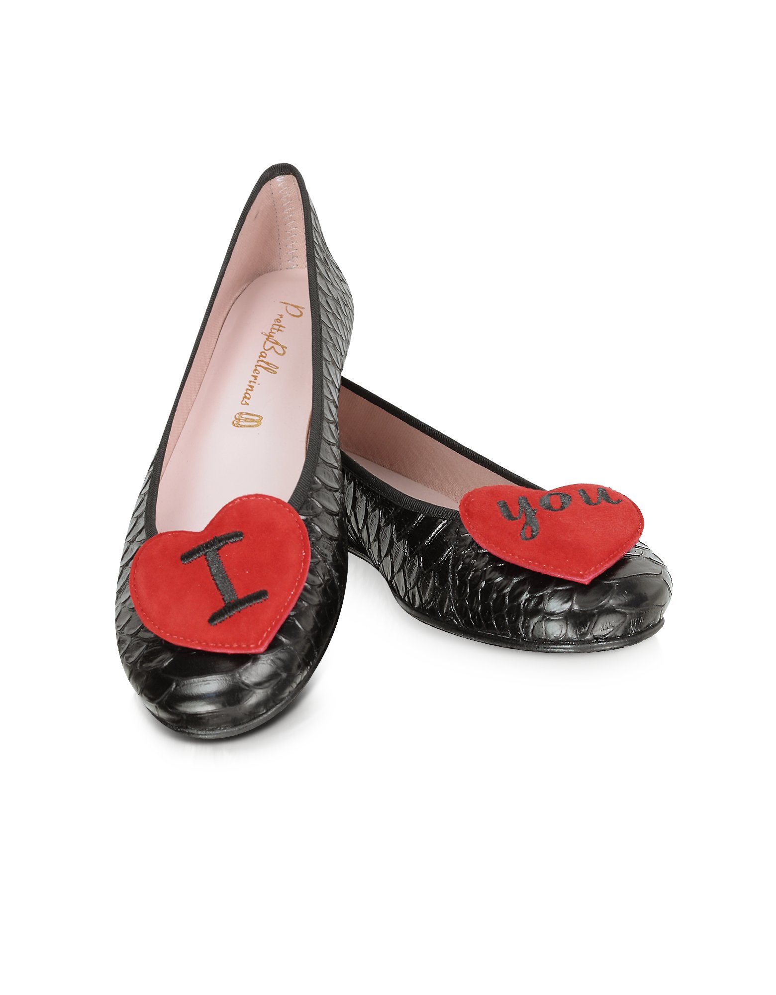Download Pretty Ballerinas Red Heart Ballerina Shoes in Black - Lyst