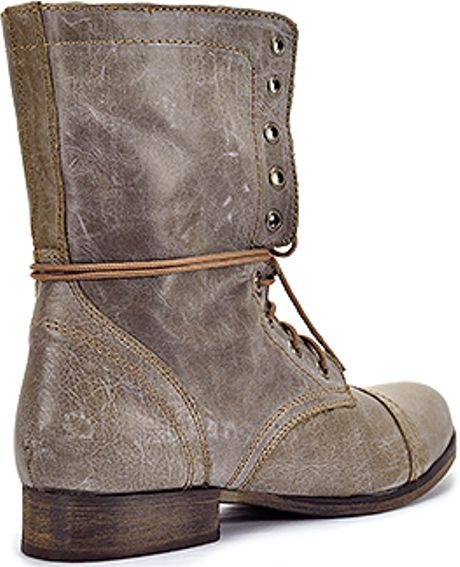 Steve Madden Troopa - Stone Leather Combat Boot in Brown (army) | Lyst