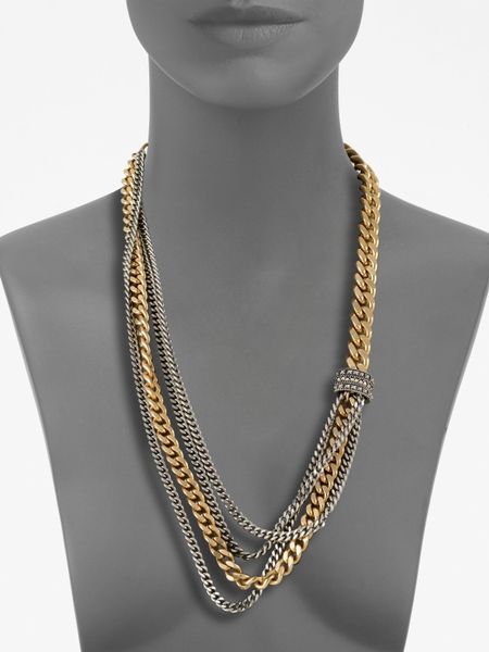 Giles & Brother Multi-row Two-tone Chain Link Necklace in Gold | Lyst