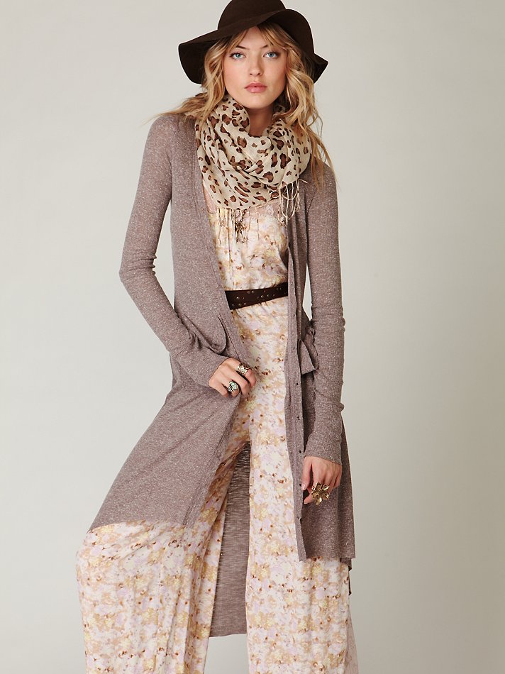Lyst - Free People Ribbed Up Maxi Cardigan in Brown