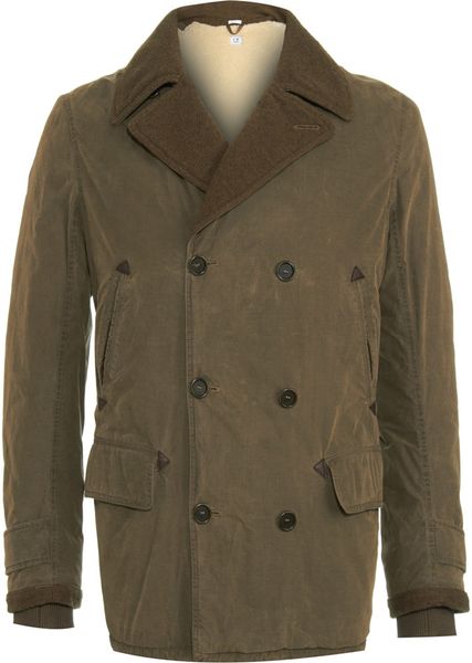 C P Company Contrast Collar Peacoat in Green for Men (olive) | Lyst