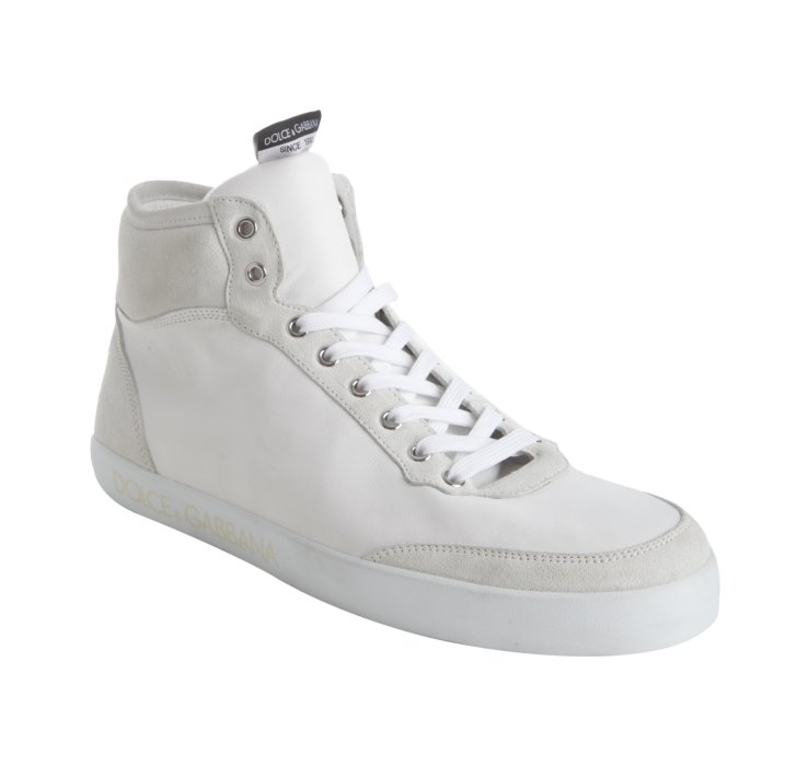 Dolce & Gabbana White Leather High-top Sneakers in White for Men | Lyst