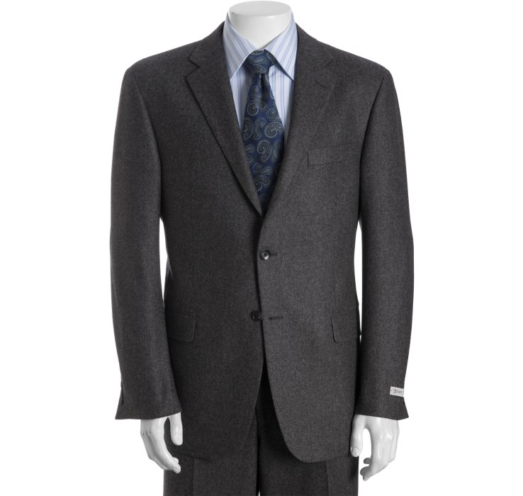 Hickey Freeman Grey Flannel Wool Two-button Suit in Gray for Men (grey ...