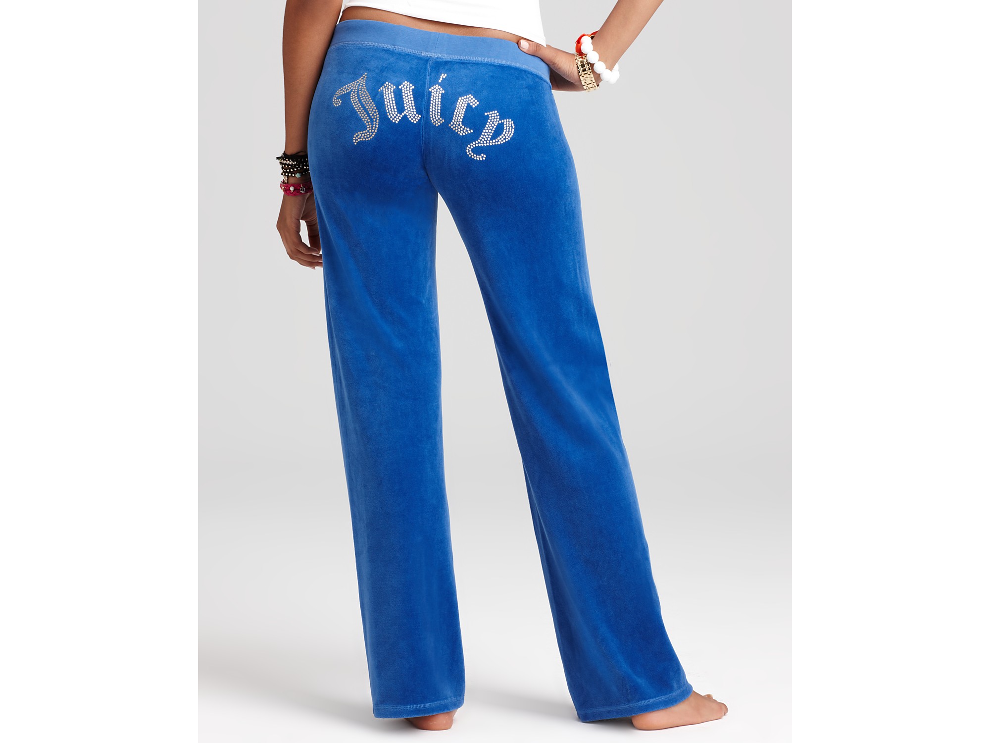 Lyst - Juicy Couture Original Leg Velour Pants with Logo in Blue