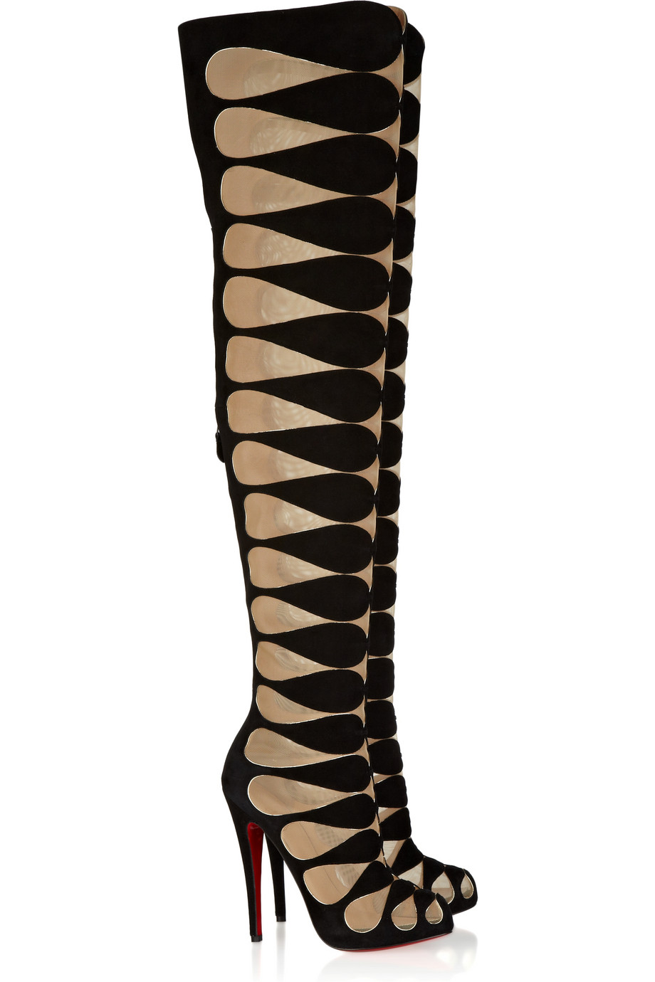 replica christian - Christian louboutin Lola Montes 140 Cutout Suede Thigh Boots in ...