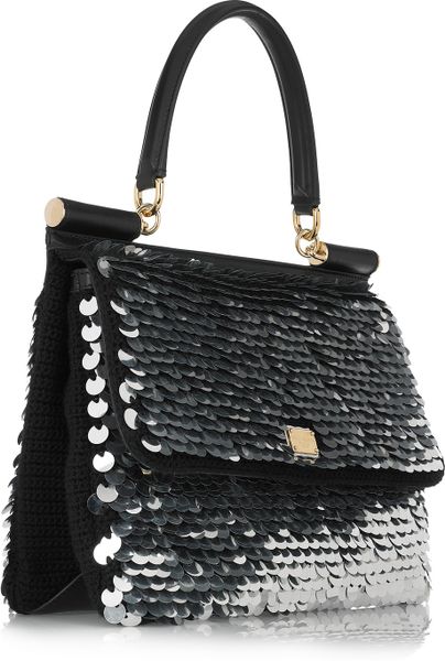 Dolce & Gabbana Metallic Pailette-embellished Knitted Shoulder Bag in ...