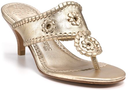 Jack Rogers Maggie Kitten Heel Sandals in Gold (platinum) | Lyst