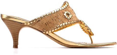 Jack Rogers Maggie Kitten Heel Sandals in Gold (platinum) | Lyst