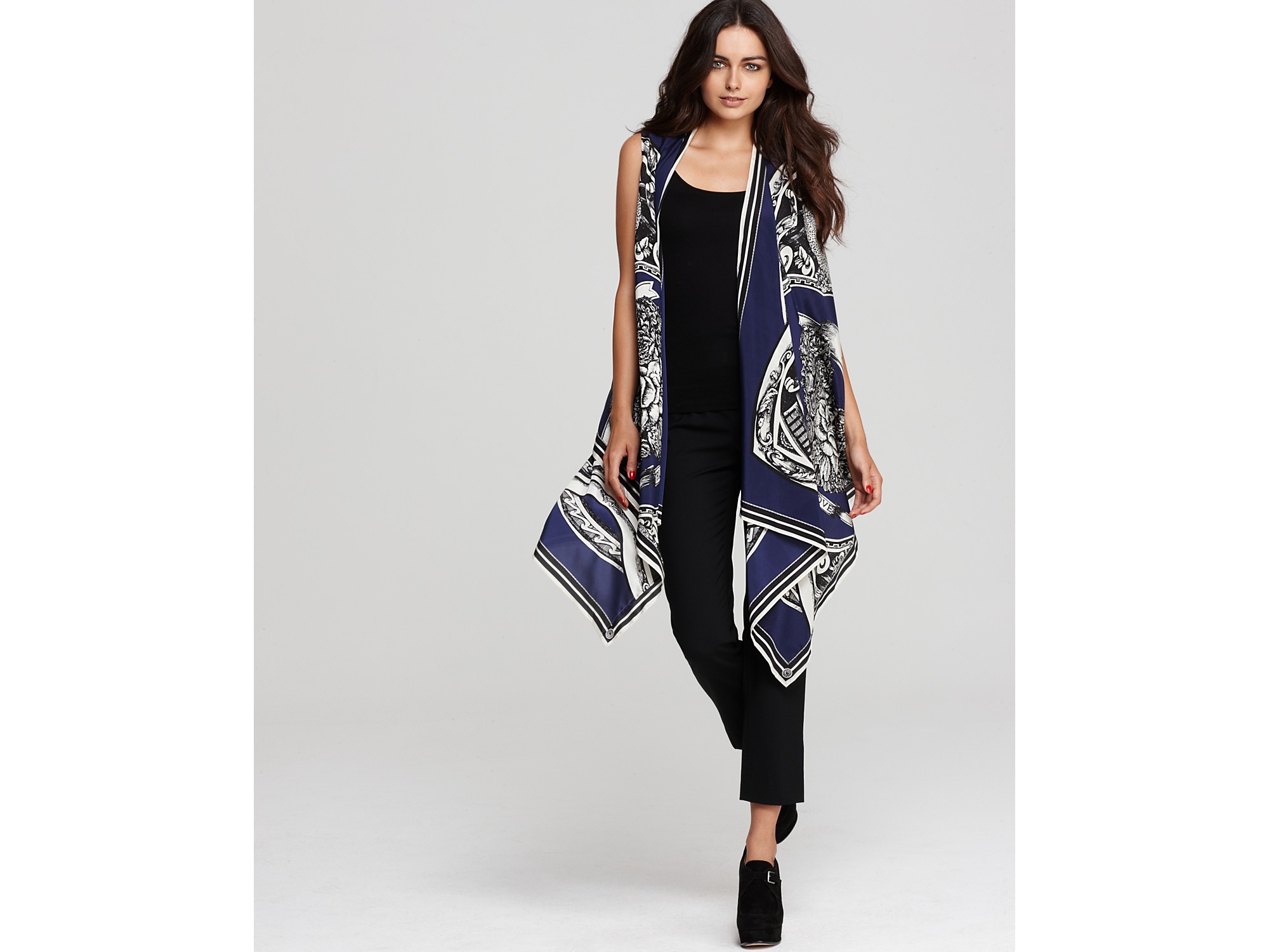 Dkny Sleeveless Scarf Cozy Top in Blue Lyst
