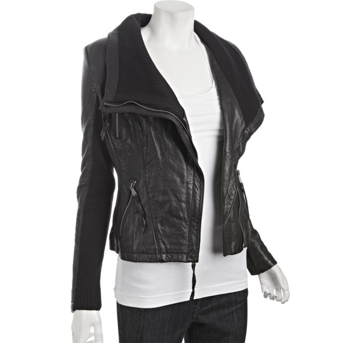 Michael Kors Asymmetrical Zip Sherpa Leather Jacket Cairoamani Com Lyst Michael Kors Black Leather Knit Trim Asymmetrical Zip