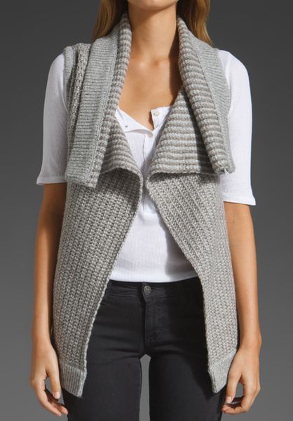 James Perse Sleeveless Cardigan in Heather Grey/taupe in Gray (heather ...