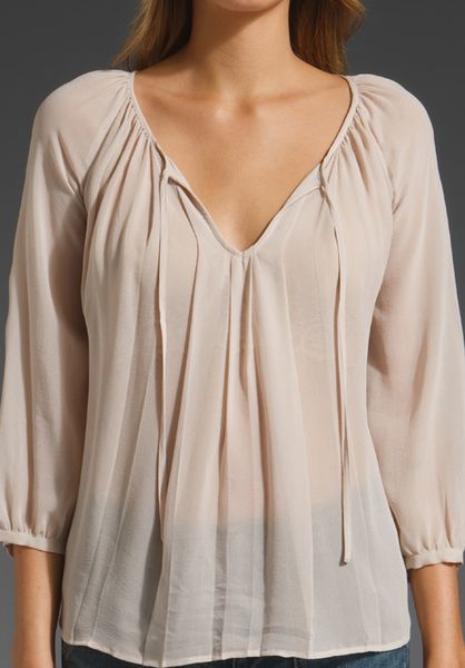 Joie Blanchette Crepe Georgette Blouse in Beige (mushroom) | Lyst