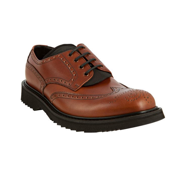Lyst - Prada Tobacco Leather Rubber Lug Wing-tip Oxfords in Brown for Men