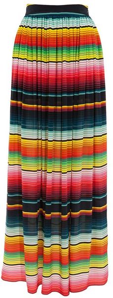 House Of Holland Mexican Striped Silk Maxi-skirt in Multicolor (multi ...