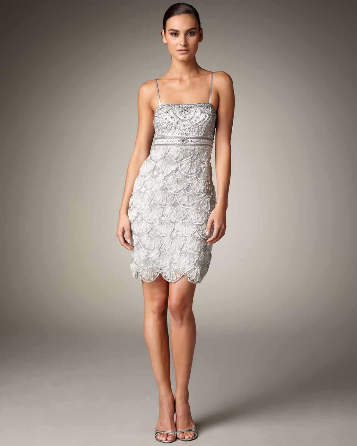 Lyst Sue Wong Scallop Skirt Dress In Metallic Gallery