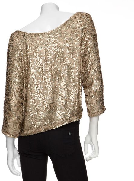 Vince Sequin Cluster Slouchy Top in Gold | Lyst