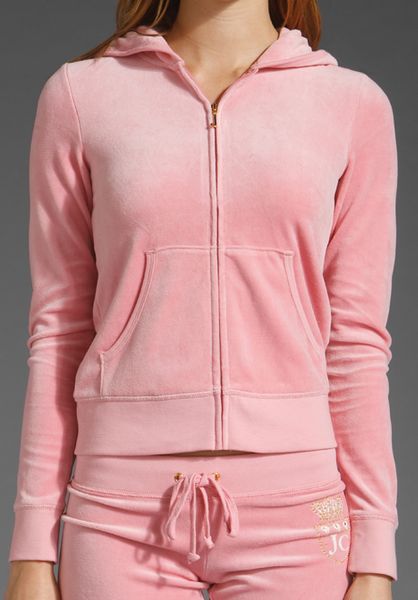 Juicy Couture Velour Old School Juicy Hoodie in Pink (sugary) | Lyst