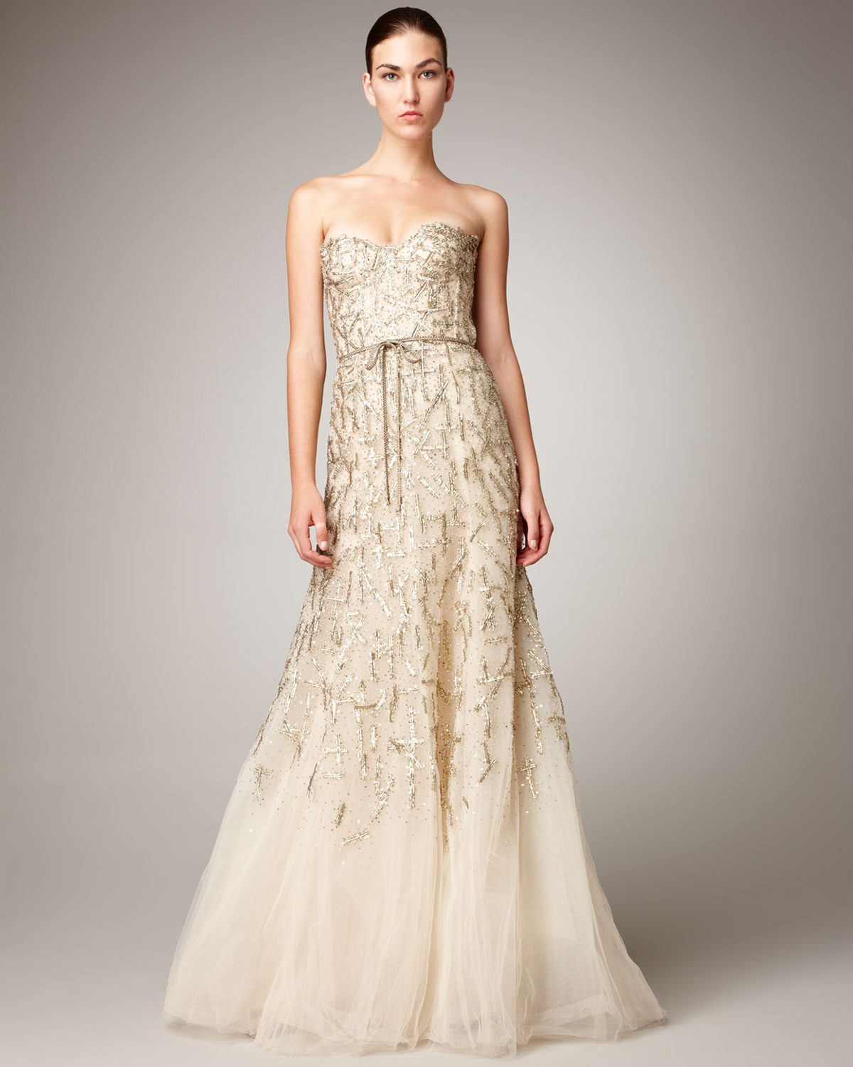 Monique Lhuillier Gold Dress Weddings Dresses
