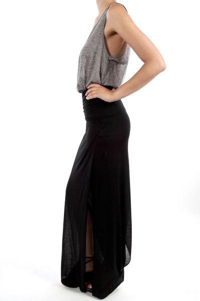 Helmut Lang Draped Maxi Skirt in Black | Lyst