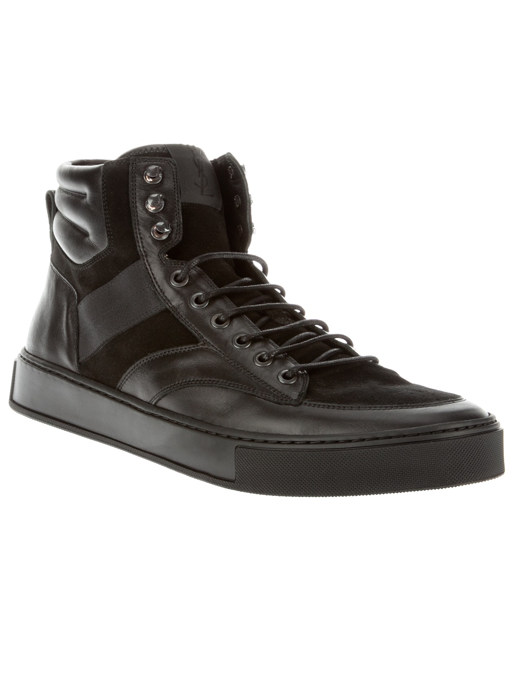 Saint Laurent Leather High-top Sneaker in Black for Men | Lyst