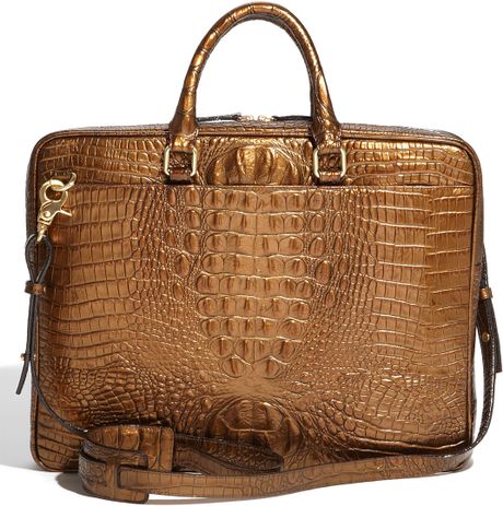 Brahmin Croc Embossed Laptop Case in Brown (mineral) | Lyst