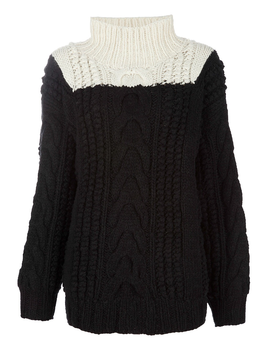 Dries Van Noten Cable Knit Sweater in Black | Lyst