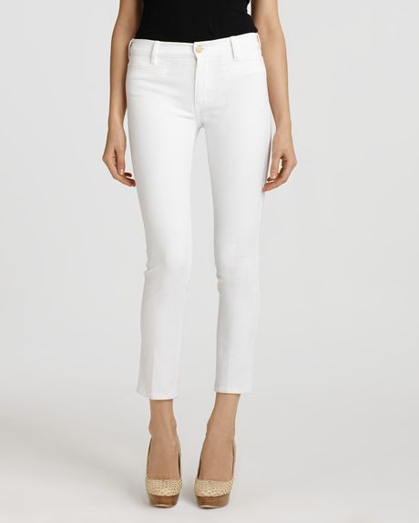Mih Jeans Paris Midrise Cropped Slim Leg Jeans in White in White | Lyst